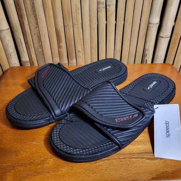 Speedo Other - Speedo Men's Crossover Slide Sandals Size 12 Black/Red NEW